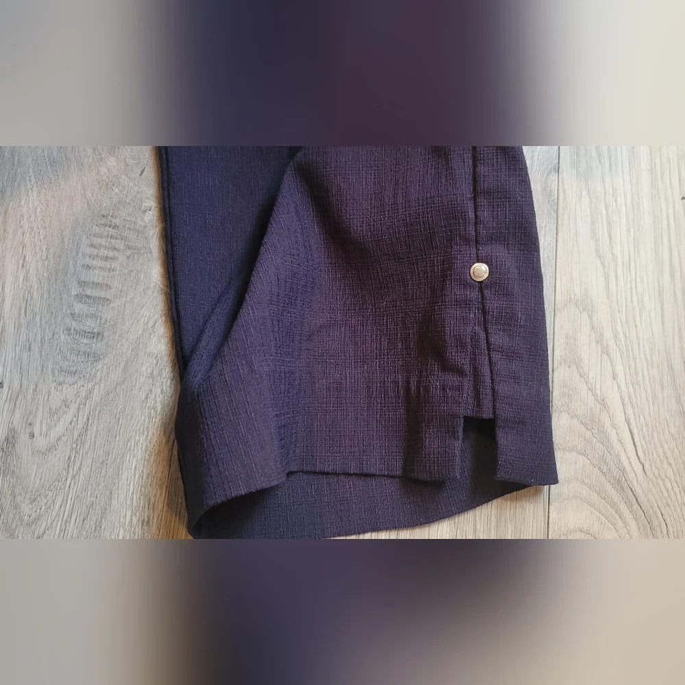 Hilary Radley Dark Navy Textured Cropped Pull-up Pants, Women's Small - Picture 9 of 14